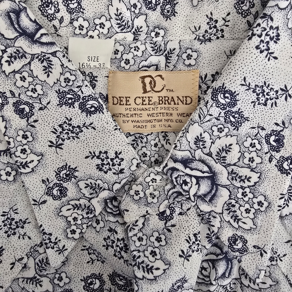 Deadstock Dee Cee Brand Men's Floral Button Down Shirts (2) - Navy and White
